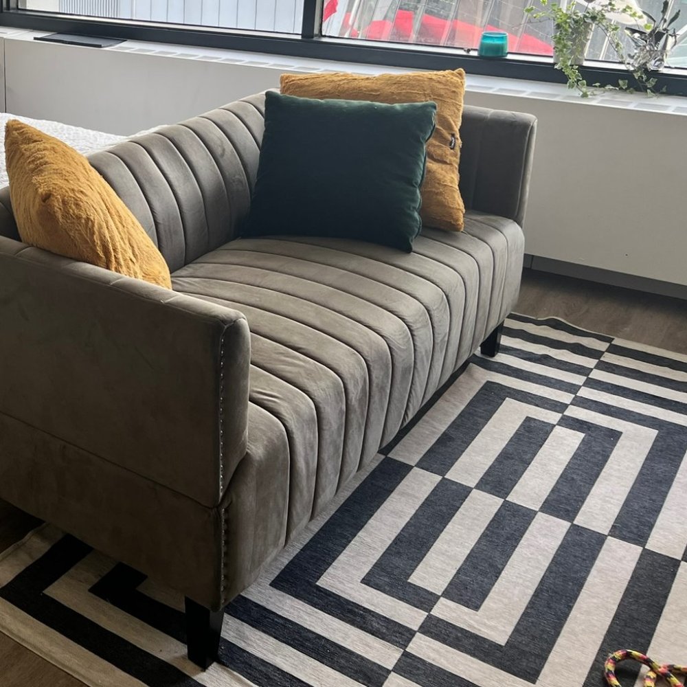 Jonathan Adler Op Art Charcoal Rug - Ruggable Washable 5x7 Rug Cover only